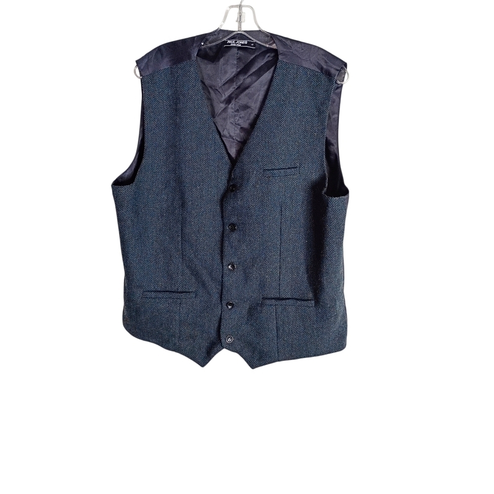 Paul Jones -Men's Blue Tweed Vest - Large
